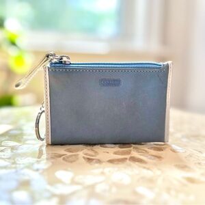 Coach Vintage Genuine Leather Blue & White Slim Wallet Key Chain